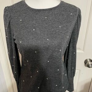 Gray Women's Top with Embellishments